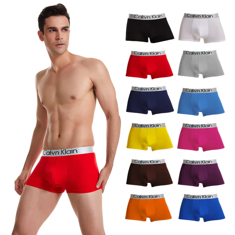 Sexy Letter Printing Men's Underwear Breathable Ice Silk Boxershorts Elastic Underpants 3D Pouch Shorts Male Panties