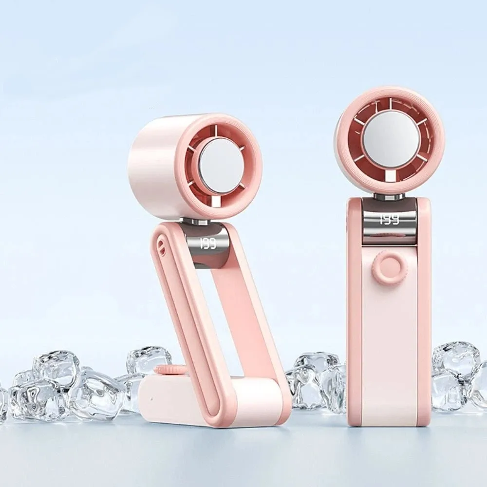 Compact Foldable Handheld Fan with Digital Display and Silent Operation