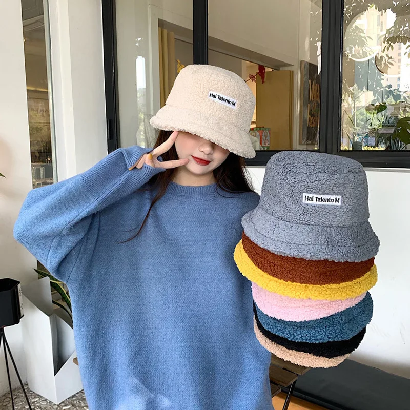 Faux Fur Winter Bucket Hat For Women Girl Fashion Solid Thickened Soft Warm  Fishing Cap Outdoor Lady Plush Fluffy Panama 2020 - Bucket Hats - AliExpress