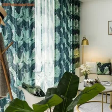 

Nordic Wind Curtains for Living Dining Room Bedroom Ins Tropical Rainforest Leaf Plant Floating Finished Product Customization