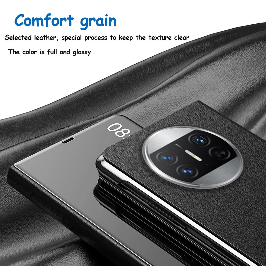 Plating Mirror For Huawei Mate X5 Case Smart Touch View Window Flip Book Wake UP Sleep Protective Cover