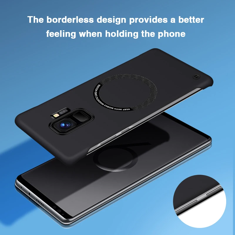Sleek Magnetic Frameless Hard Candy Color Phone Case with Wireless Charging Support