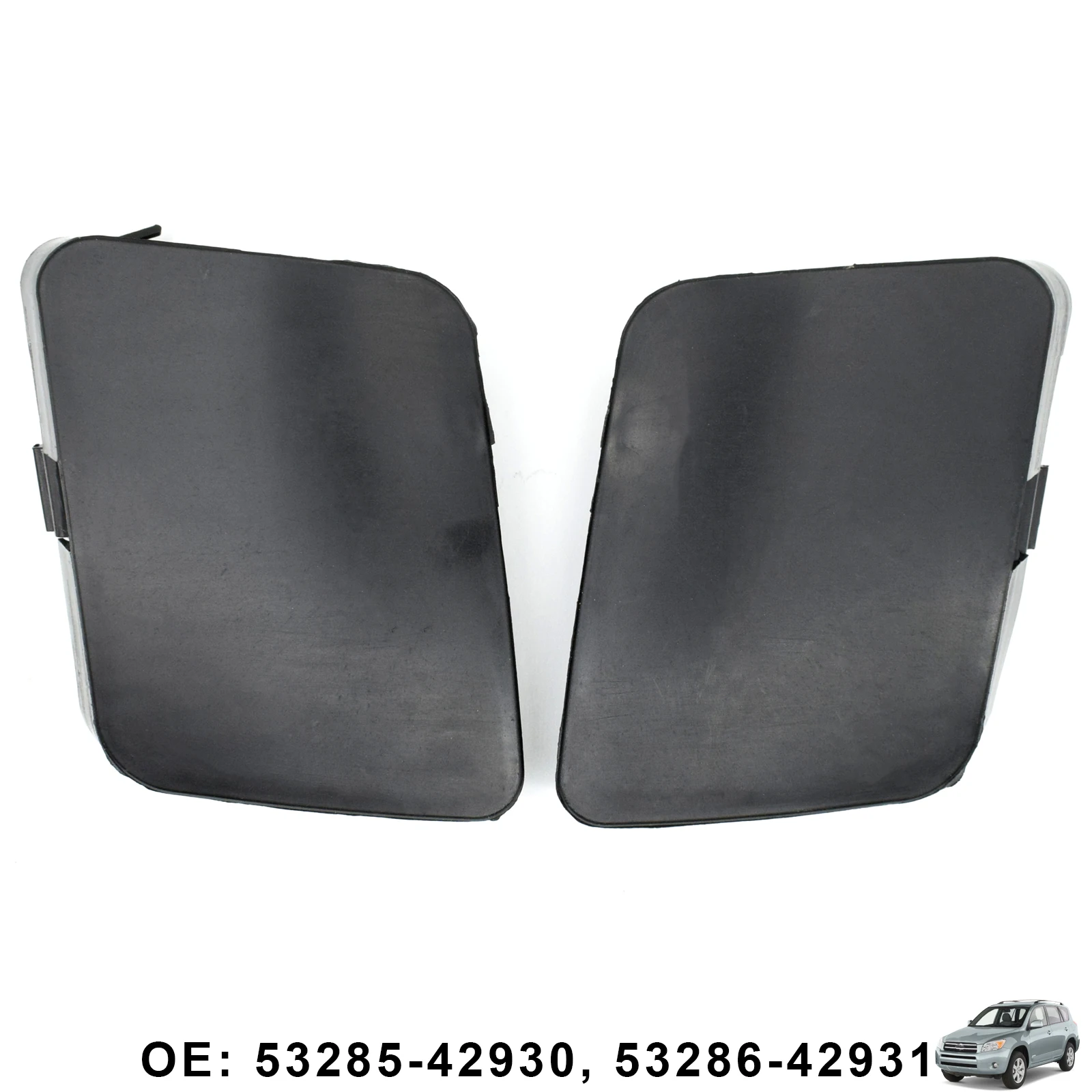 Front Bumper Cover Car Rear Bumper Hook Cover 53285-42930 53286-42931 2Pcs/Pair Left Right Front Bumper Tow Hook Cover Cap Unpainted For Toyota RAV4 XA30 2006 2007 2008