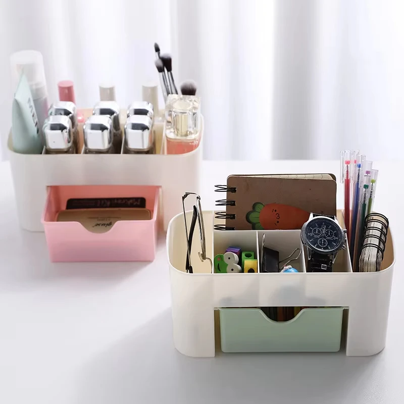 Double Layer Plastic Makeup Organizers Storage Box Cosmetic Drawers Jewelry Display Box Case Desktop Container Boxes Organizer 3