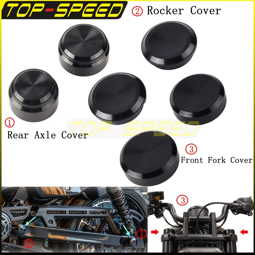 

Motorcycle Rocker Cover Front Fork Cap Rear Axle Nut Caps For Harley Nightster 975 Special RH975 2022-2023 Aluminum Accessories