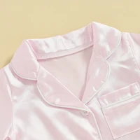 Pudcoco Newborn Baby Boy Girls Satin Silk Pajamas Rompers Button Down Short Sleeve Solid Pjs Jumpsuit Infant  Sleepwears 0-24M 2
