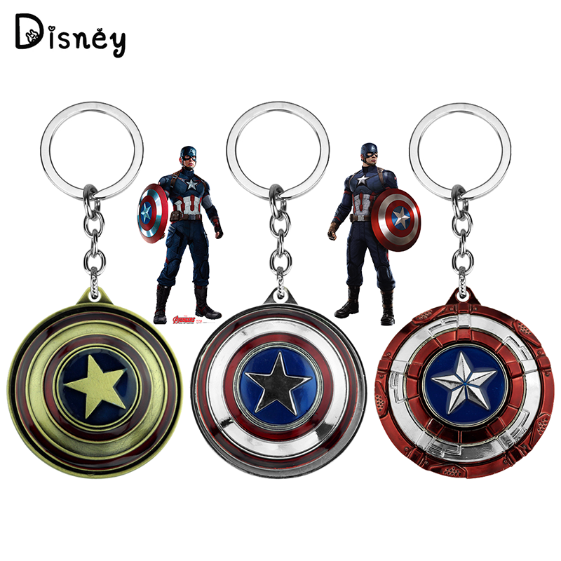 Marvel The Avengers Captain America Keychain Car Key Chain Accessories Rotatable Shield Pendant Keyring for Friend Gifts