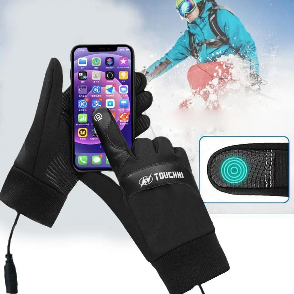 

USB Heated Gloves Waterproof Touchscreen Winter Snowboard Gloves Water-resistant Outdoor Camping Skiing Motorcycle Bicycle Glove