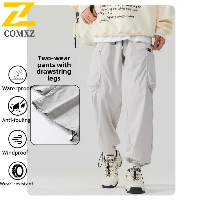 EIAO ​Men Softshell Hiking Pants Outdoor Camping Fishing Lightweight Waterproof Windproof Korean Style Quick-Dry Casual Trousers