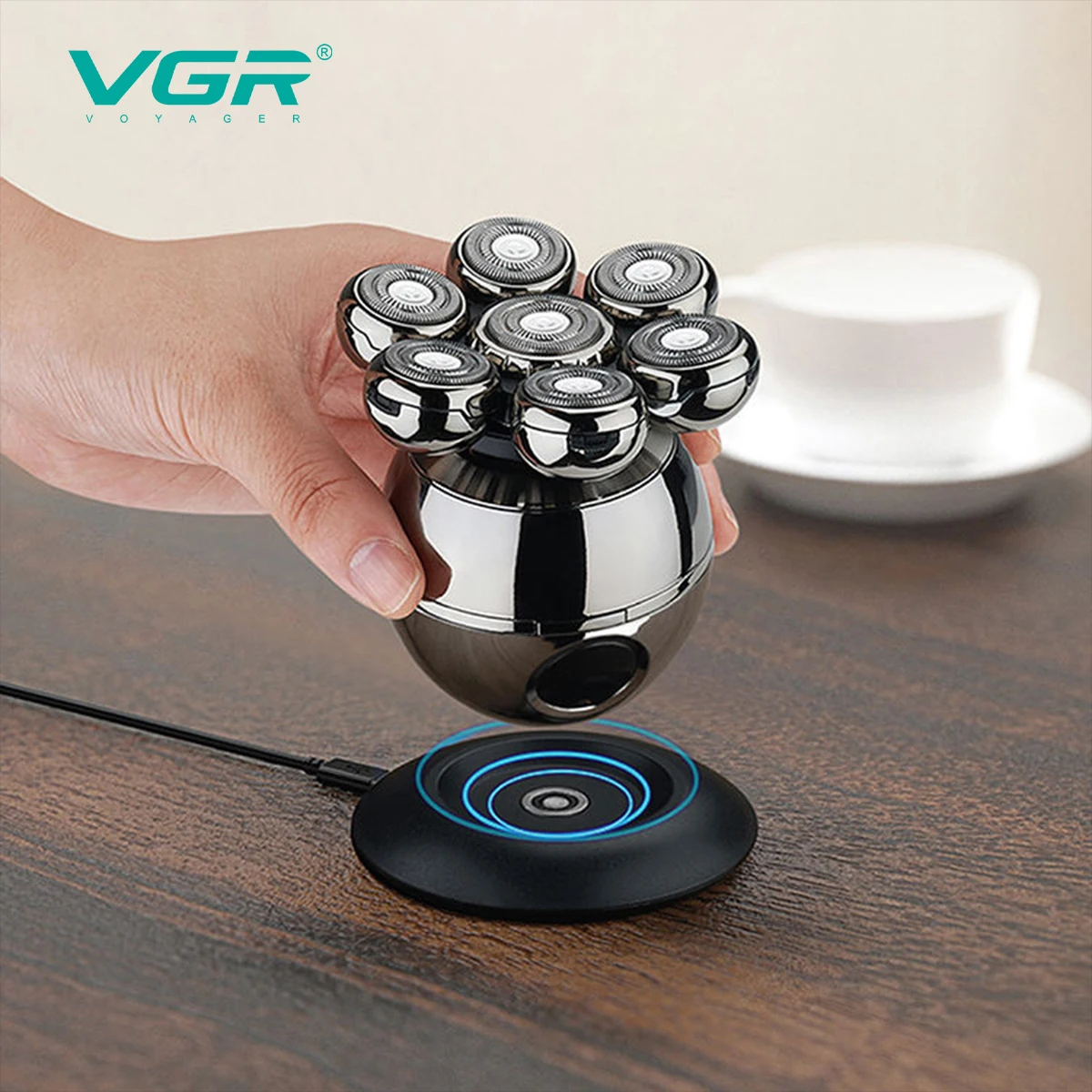 VGR V-315 7D 면도기 충전식 면도기 방수 회전식 면도기 수염 트리머 코 헤어 트리머 남성용 전기 면도기