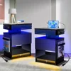 Nightstand Set 2,Nightstand with Charging Station,Induction Light and LED Light,Bedside Table with Drawers,Modern End Side Table 1