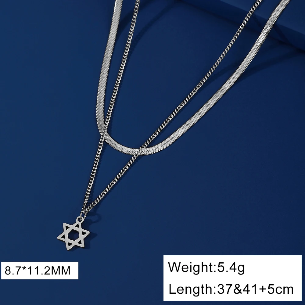 Collana Stella Di David In Acciaio Inossidabile - Magen David Amuleto, Gioiello Vintage Uomo Donna, Catena 60 Cm