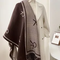 Sweet Warm Faux Cashmere Scarf for Women Versatile Autumn Winter Fashionable Neck Warmer Shoulder Shawl Polyester Fiber