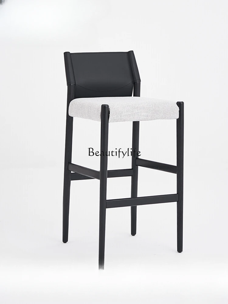 

Современный минималистичный кожаный барный стул, домашний стул из хлопка и льна для кухни, остров