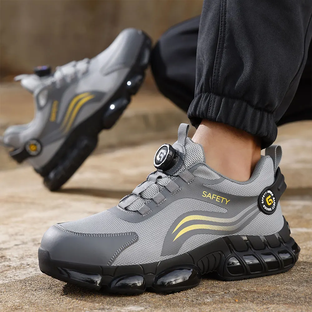 YIZHONCO homme chaussures de sécurité pour le travail maille supérieure respirant semelle en TPU rembourré anti-dérapant léger homme chaussures de sécurité pour le travail – Image 4