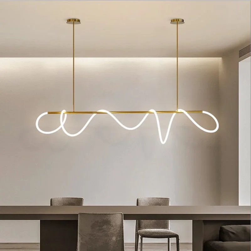 

Italian Minimalist Chandelier Living Room Creative Bar Bedroom Line Restaurant Led Light Hanging Lighting DIY Pendant Lamp Home
