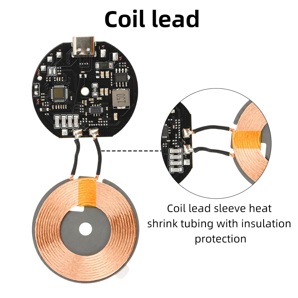 High-Power 20W Wireless Car Charging Module with Type-C Port