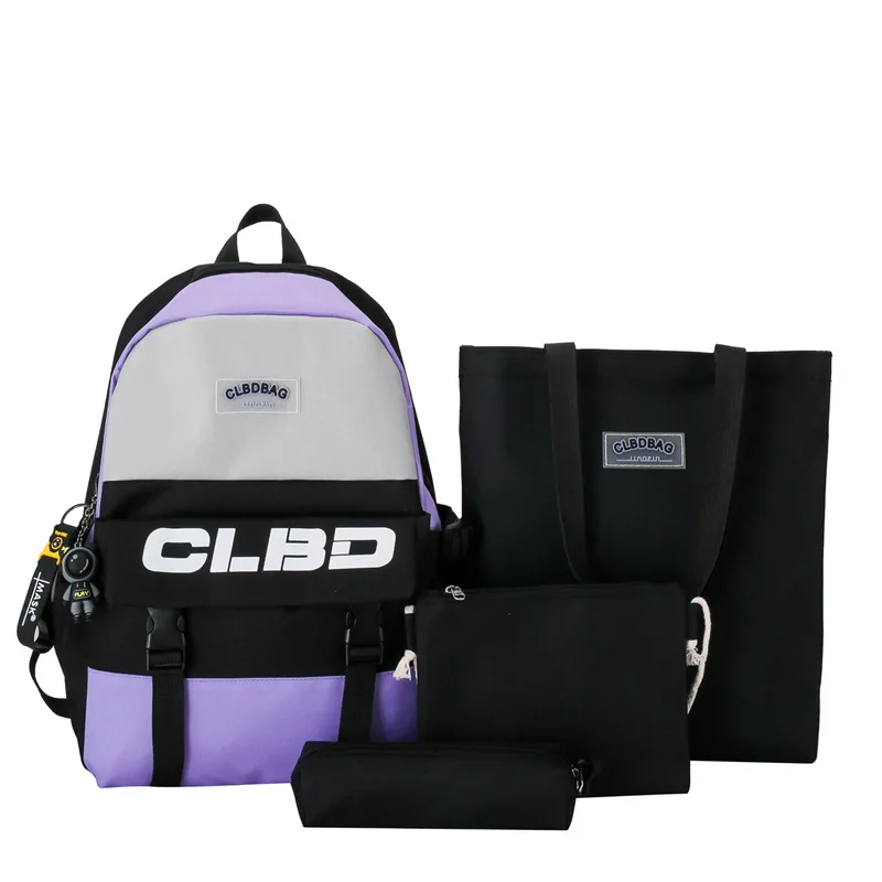 

2024 New Student Sweet Cool School Bag Set of Four Portable Primary and Secondary School Students Campus Large Capacity Backpack