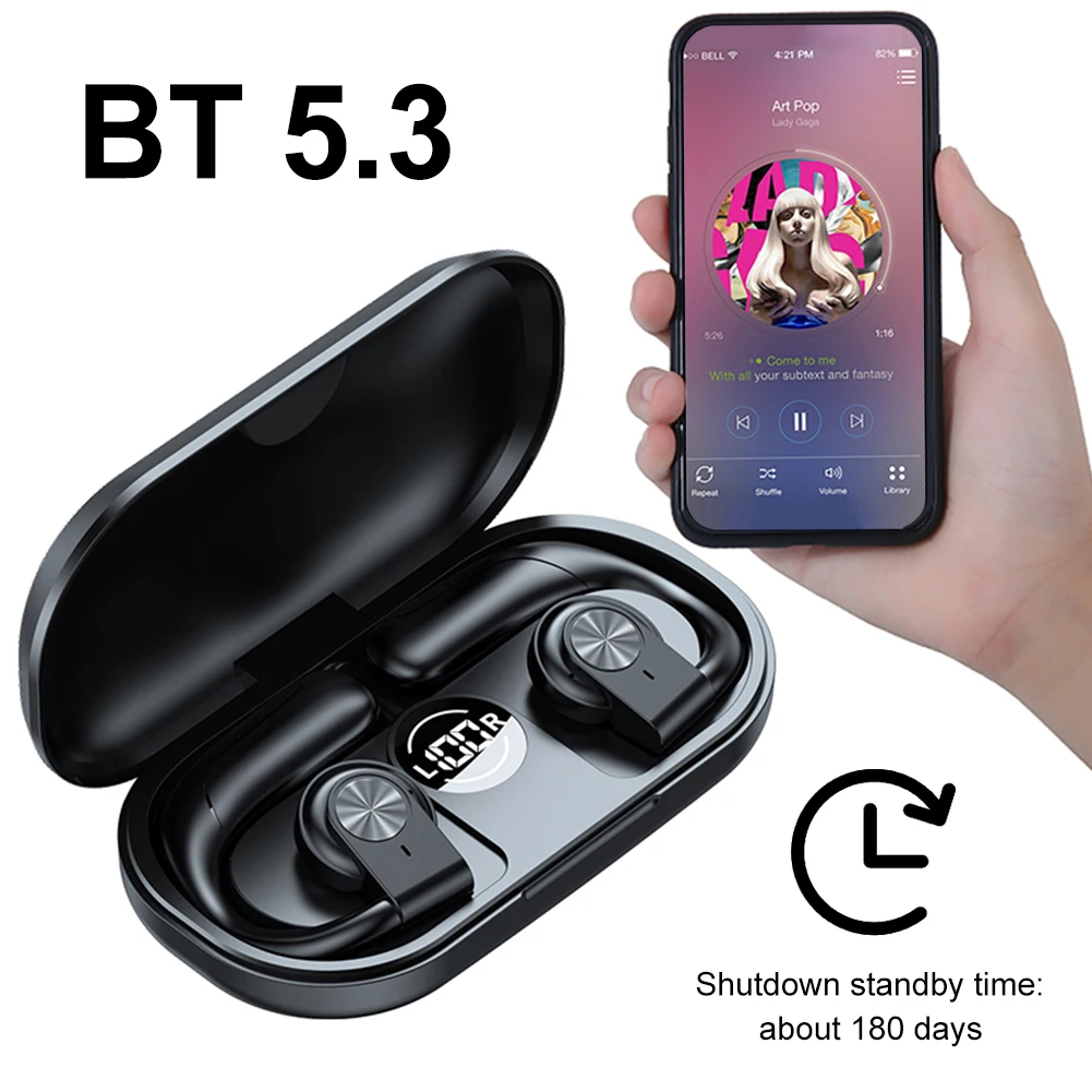 Description Picture 5 of itemHIFI Stereo Headphones Waterproof Bluetooth-Compatible 5.3 Handsfree Headset Digital Display for Outdoor Running Sports Driving