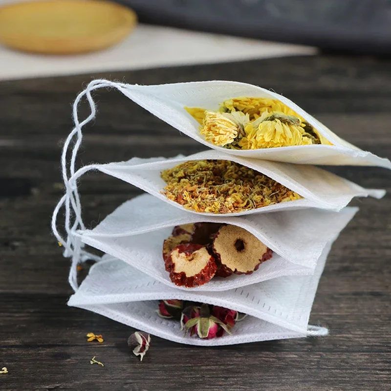 20/50/100pcs Disposable Teabags Non-woven Fabric Tea Filter Bags for Spice Tea With Draw String Filter Paper for Herb Loose