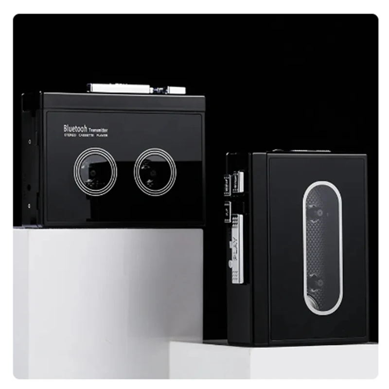 1 pezzo nero Retro Stereo Cassette Player Black Walkman Cassette Tape Music Audio Auto Reverse con Bluetooth