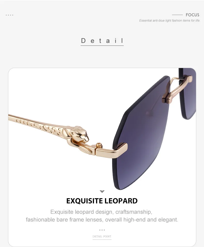 Retro Sonnenbrille Für Herren Quadratisch Randlos Leopard_voghion.com