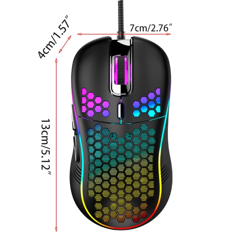 Usb Wired Mechanical Gaming Mouse Luminous Light Optical Ajustável Gamer Mice para pc Jogo de Computador 7200dpi - Imagem 5