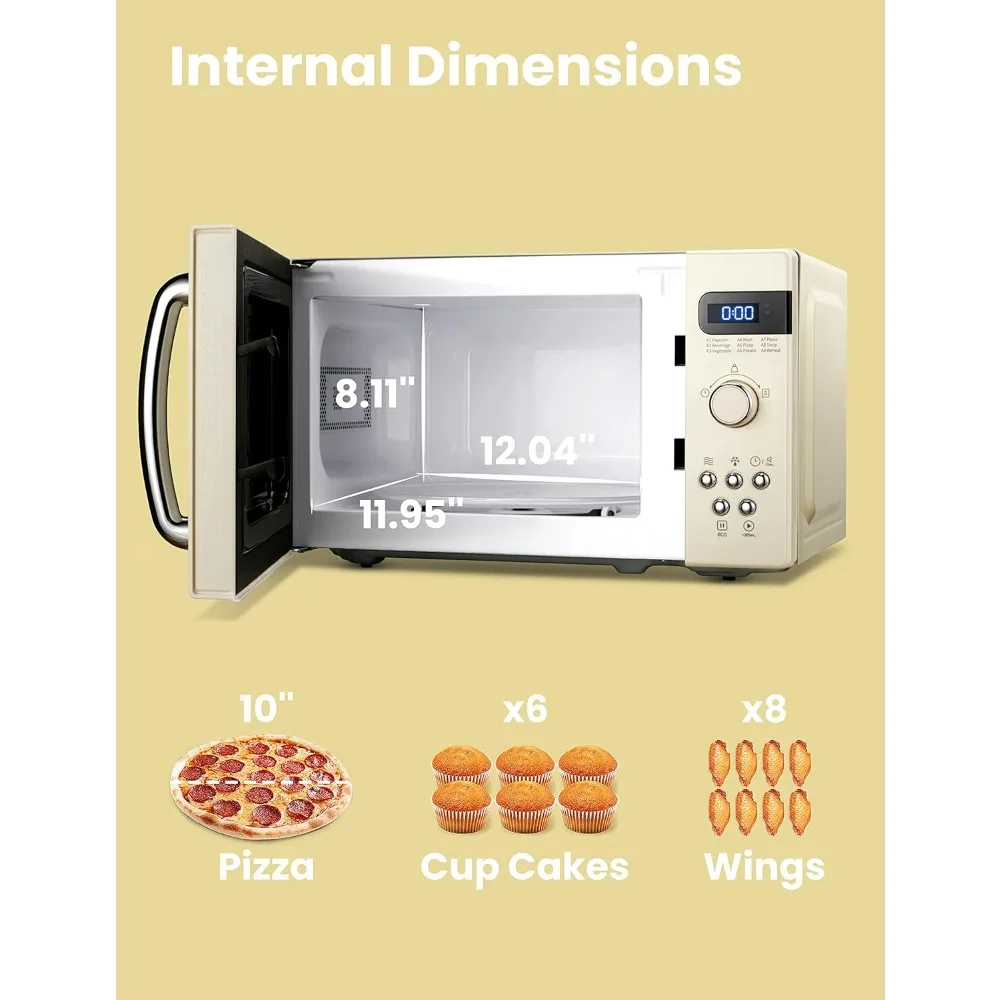 Microwave Oven Compact Size 9 Preset Menus Position-Memory Turntable Mute Function 0.7 Cu Ft/700W