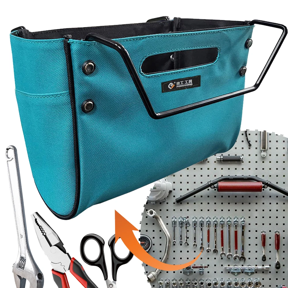 Telescoping Ladder Tool Bag Tool Hanging Bag with Side Pockets Oxford Cloth Herringbone Ladder Tool Storage Bag for Electrician 2