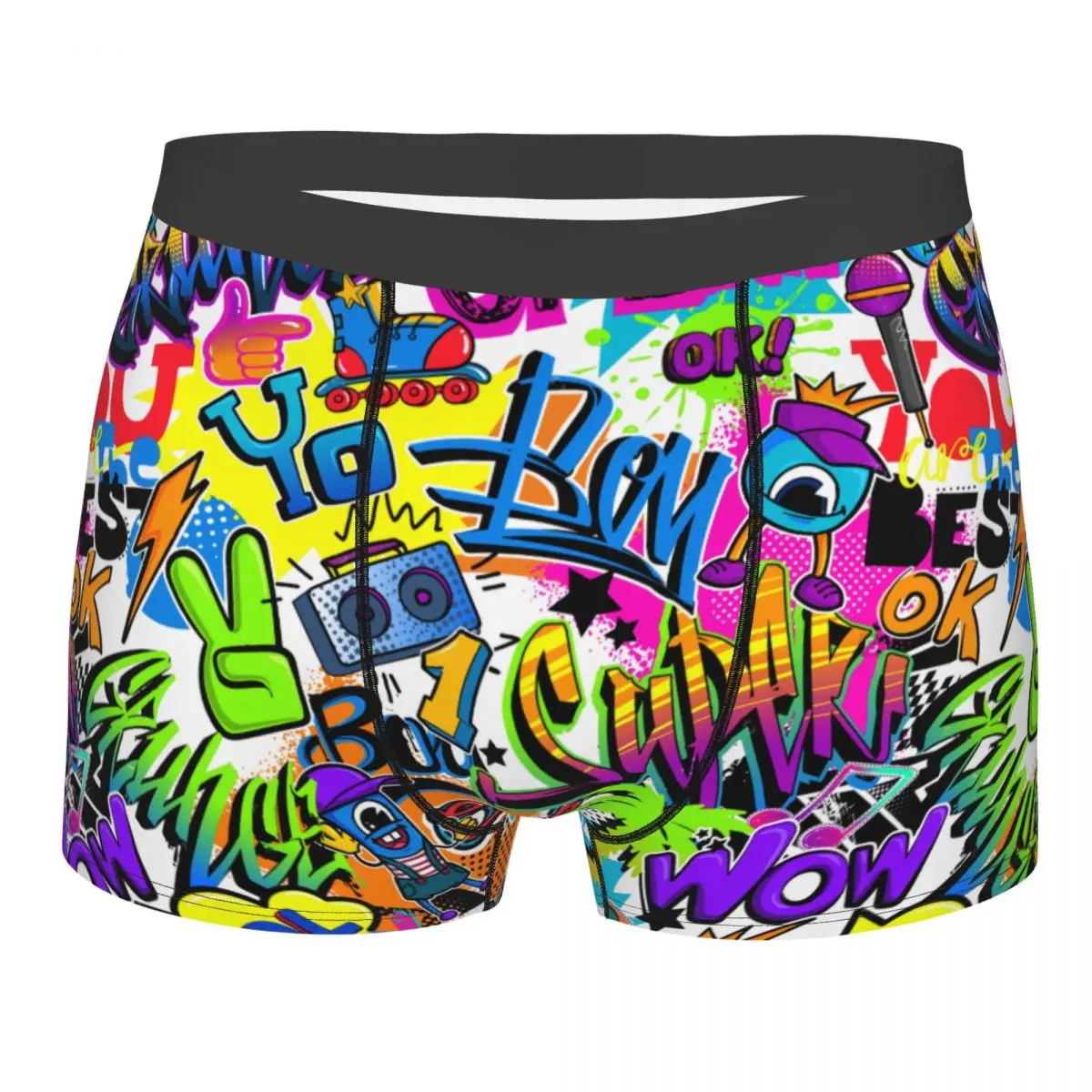 Retro Comics Pattern With Palm Tree Hand Roller Man'scosy Boxer Briefs,3D printing Underwear, Highly Breathable High Quality movie retro essential men printed boxer briefs underwear killer klowns highly breathable top quality birthday gifts