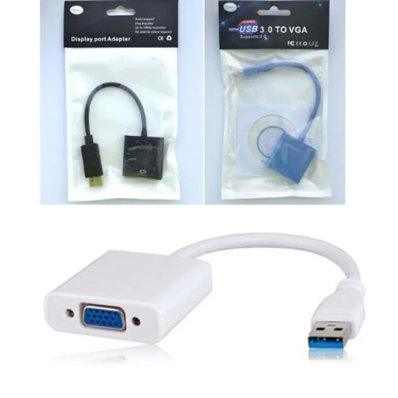 1pcs Banggood USB 3.0 Male to VGA Female Video Graphic Card Display Adapter Converter Cable with Retail Package