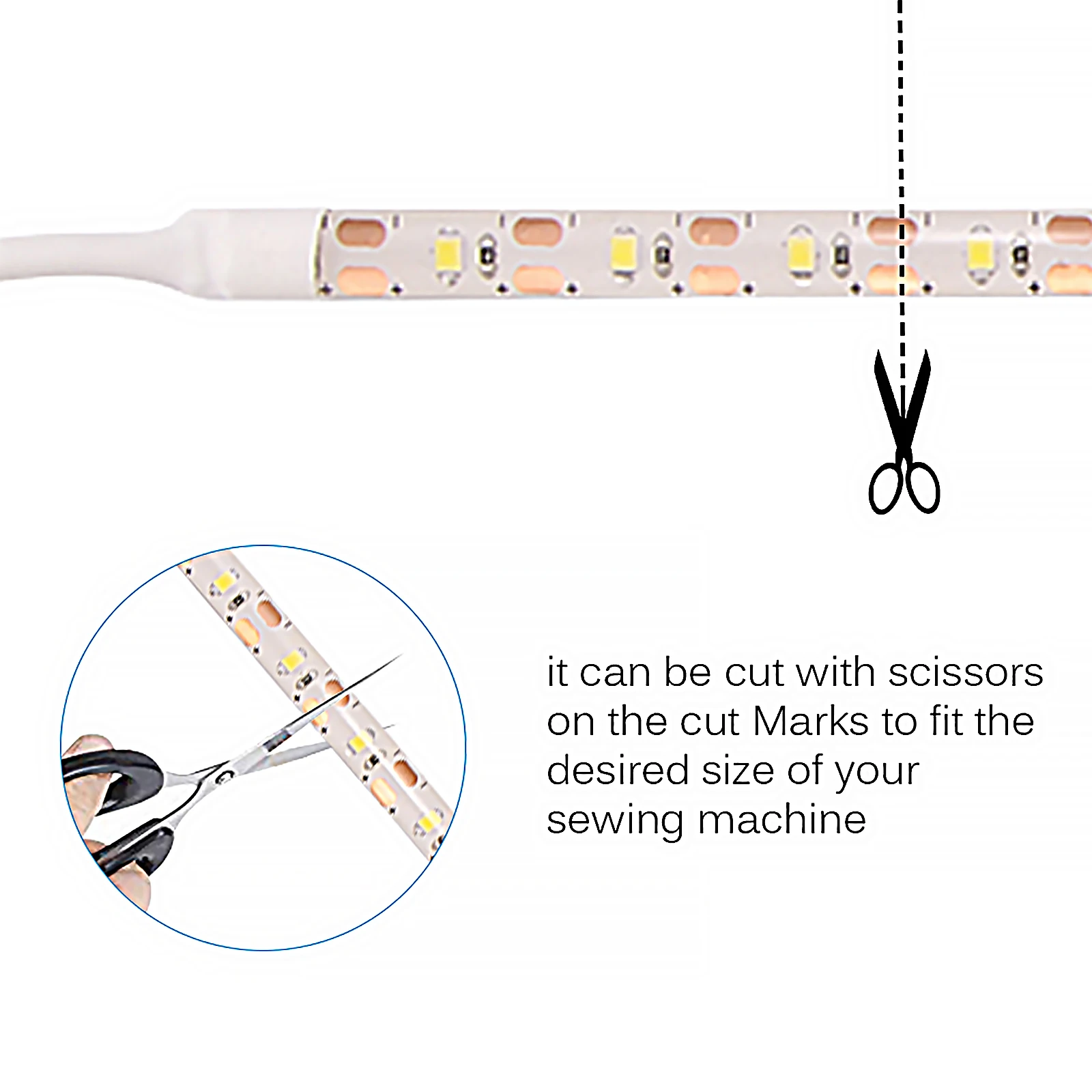LED 재봉틀 라이트 스트립 키트, SMD 2835 화이트 USB 전원, 터치 스위치 포함, 데스크탑 캐비닛 주방용 조명 스트립, 30cm