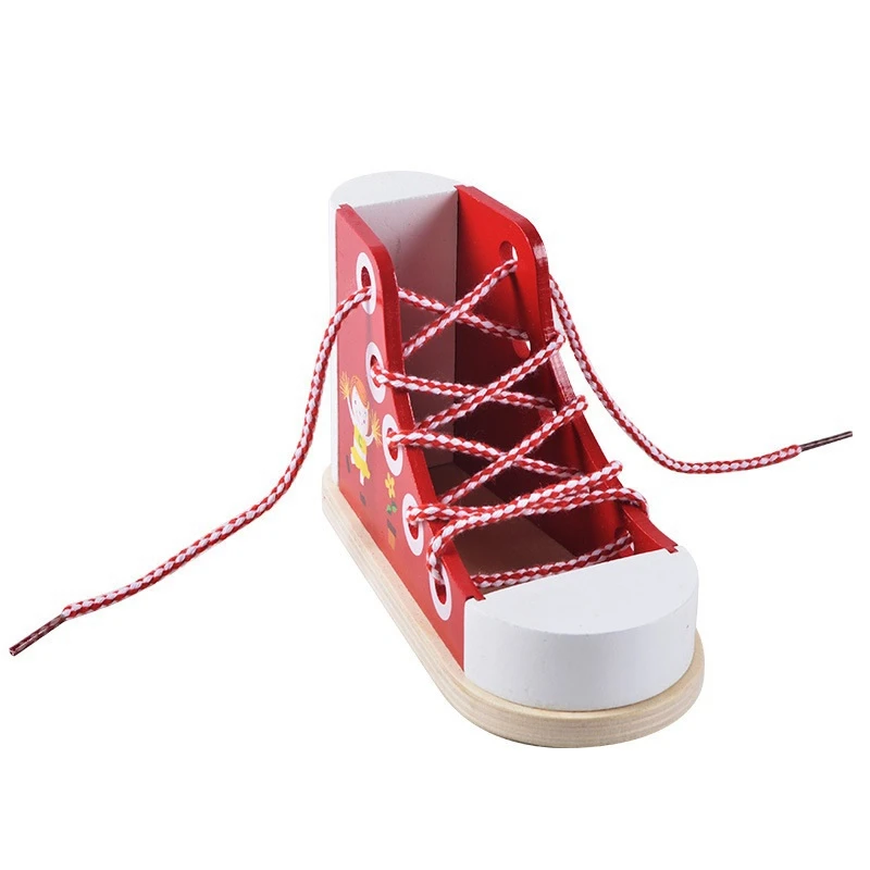 

Многофункциональная деревянная обувная игрушка на шнуровке, обувной держатель для карандашей, обувная игрушка для обучения обуви, обувная игрушка для детей, обучающая игрушка