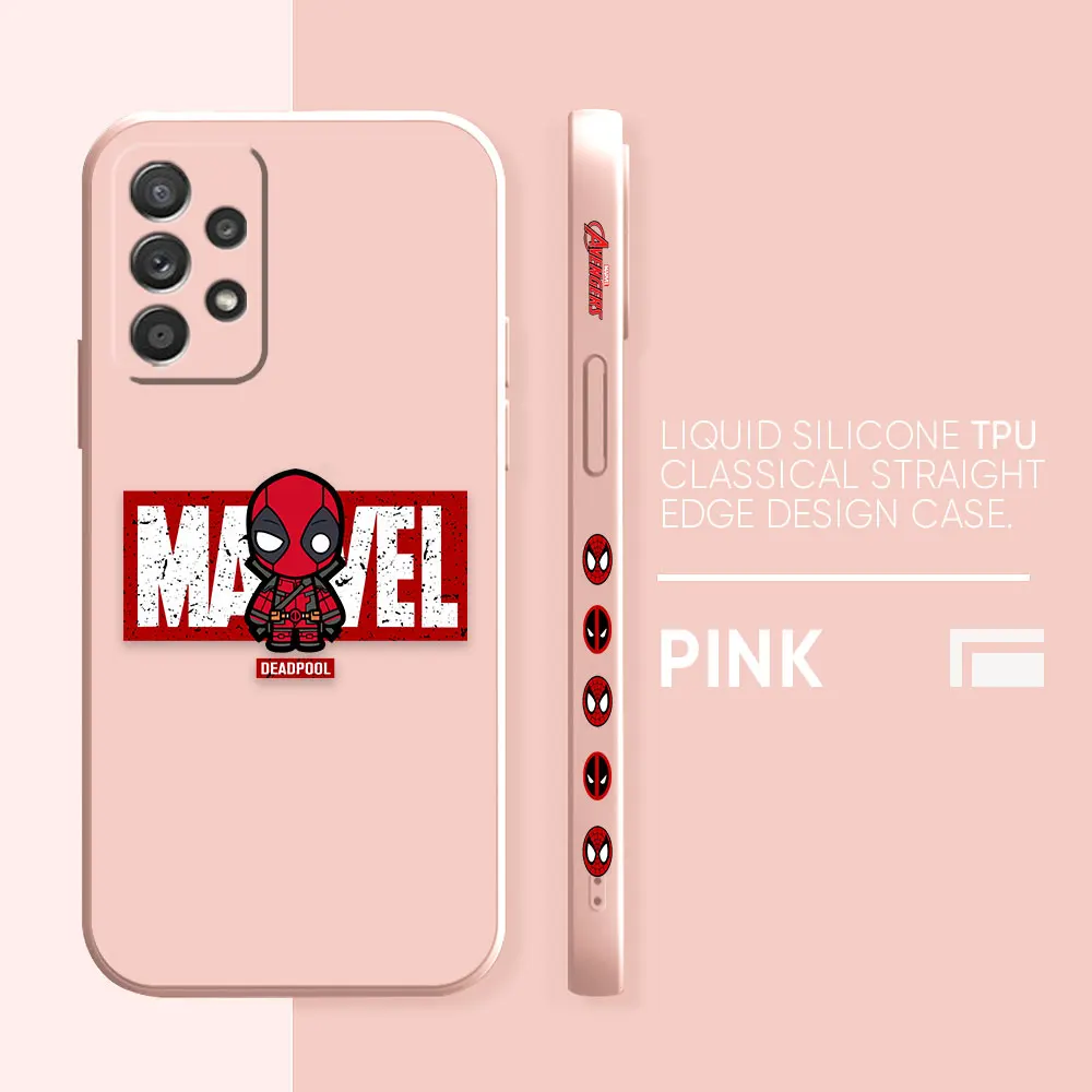 thumbnail image 1 of Funda para Samsung Galaxy A91 A73 A72 A71 A53 A52 A51 A42 AO3S 4G 5G funda de silicona líquida Simple estampado de Marvel Spider-Man Deadpool, 1 of 5