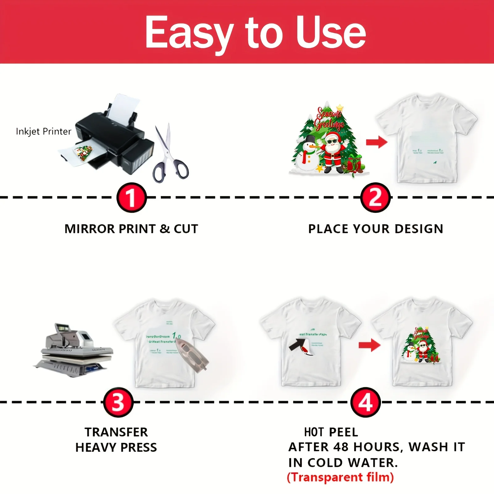 A4 5 Sheets Heat Transfer Paper for T Shirts Printable Heat Transfer Vinyl  for Iron on Transfers for Inkjet - AliExpress, image size:1600x1600