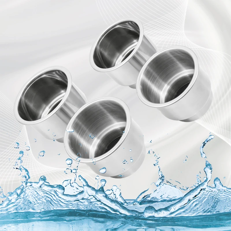 

4 PCS Cup Drink Holder 316 Stainless Steel Insert with Drain for Marine Boat RV Camper Kayak
