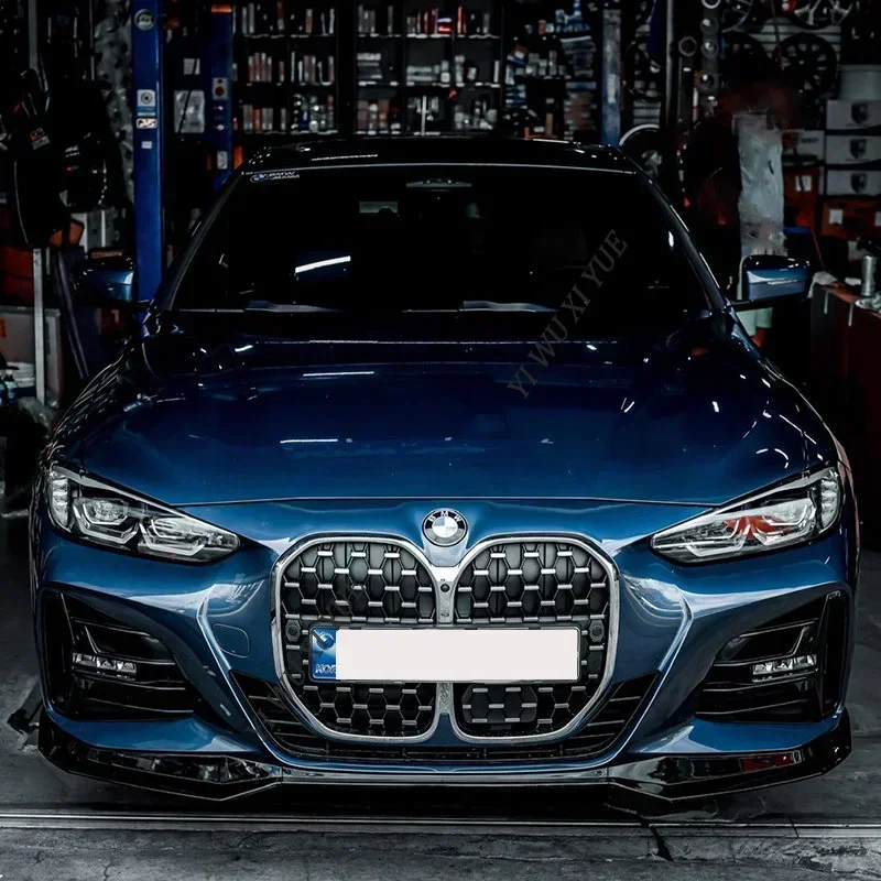Car Front Bumper Lip Body Kit Spoiler Canard Splitter Diffuser Carbon Look For BMW 4 Series G22 G23 G24 G26 420i M440i 2020-2023