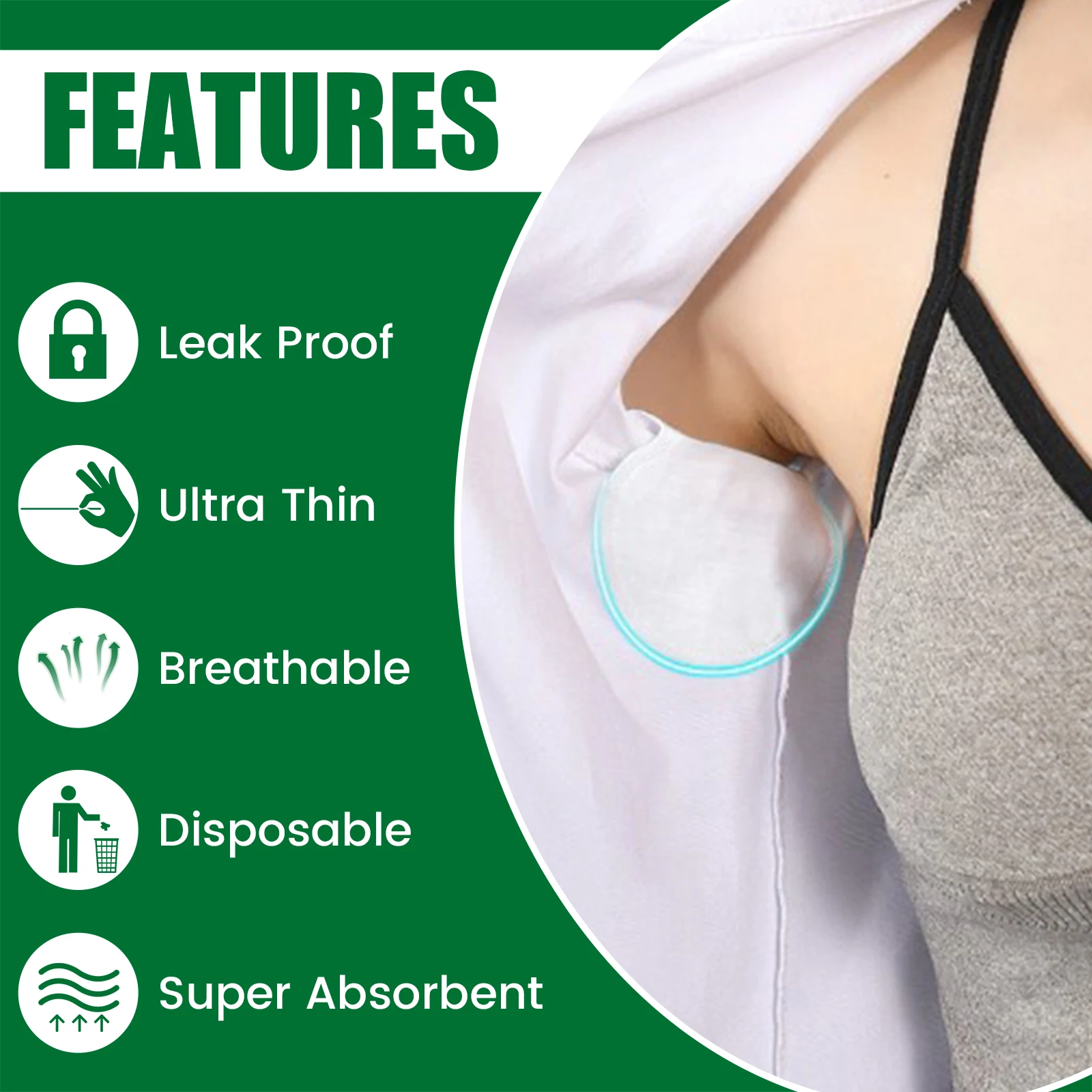 Underarm Sweat Pads Non-woven Breathable Ultra-thin Armpit Sweat Pads Non Visible Comfortable Underarm 100Pcs