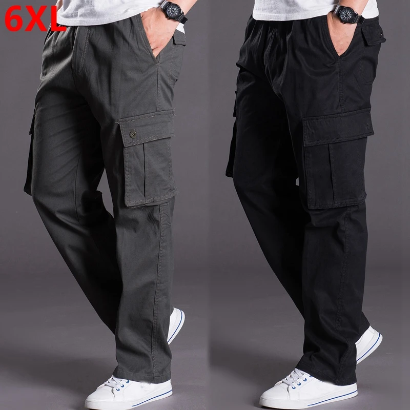 Autumn and winter big size thick XL male pants overalls loose pants pocket plus size men casual men 6XL 5XL 4XL 3XL 2XL casual pants