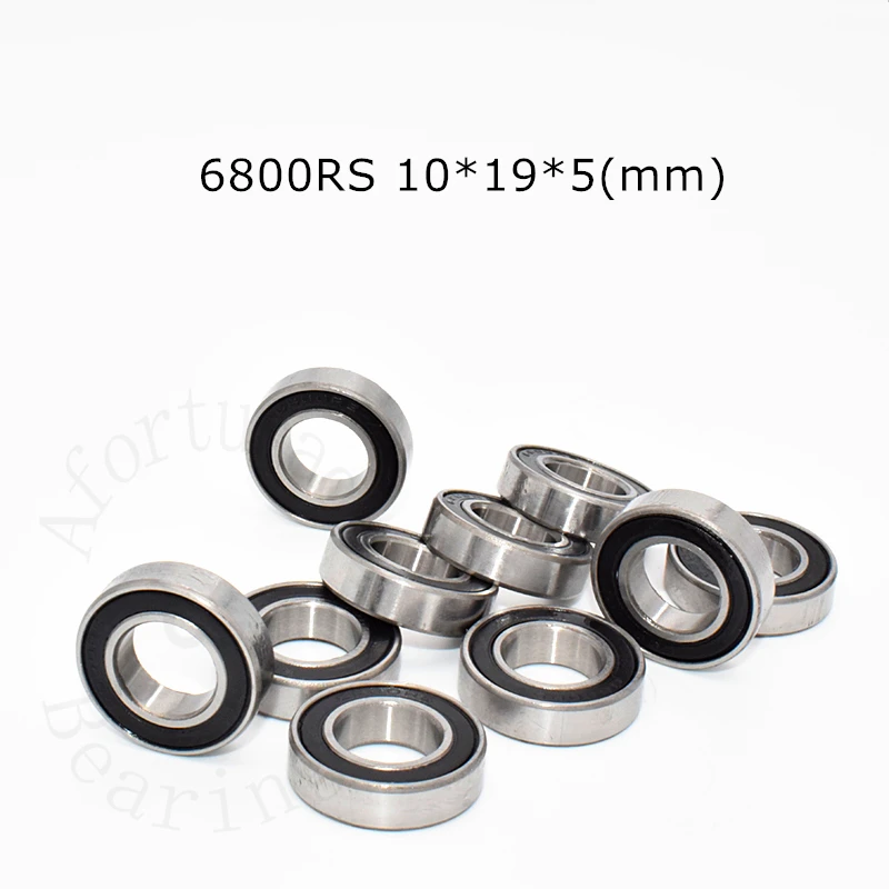 

6800RS Bearing 10pcs 10*19*5(mm) rubber Sealed free shipping chrome steel parts Transmission accessories