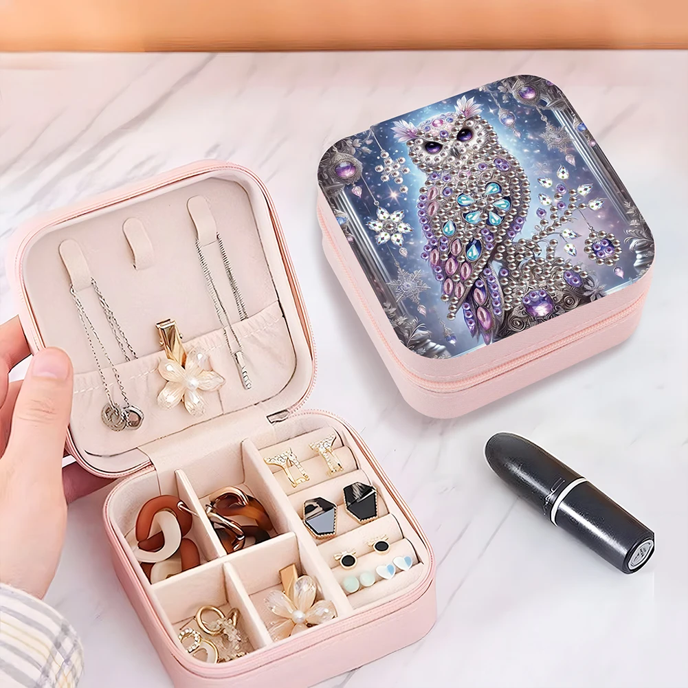 DIY Owl Diamond Painting Kit Rotatable Mirror w Diamond Painting Jewelry Box