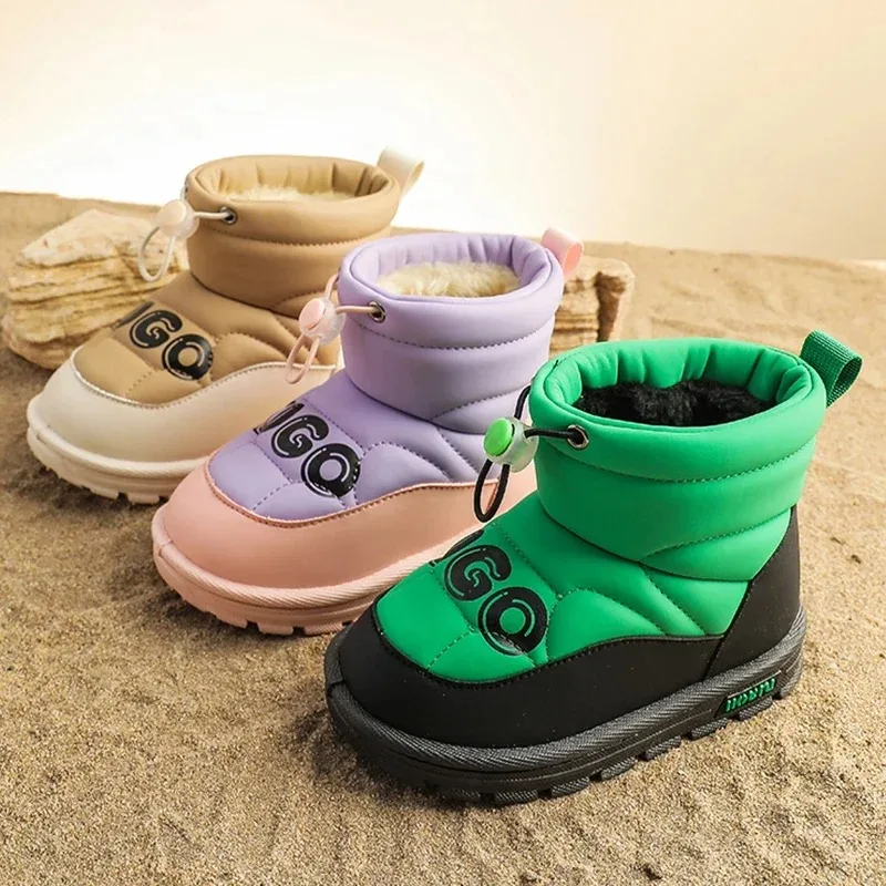 

Winter Fashion Multicolor Children's Snow Boots Boys Girls Kids Ankle Boots Anti-skid Short Boots Baby Plush Warm Cotton Shoes