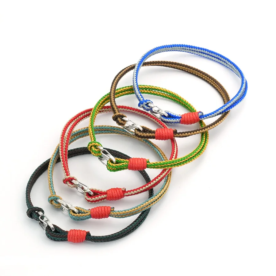 Stainless Steel Men Rope Bracelet with Buckle