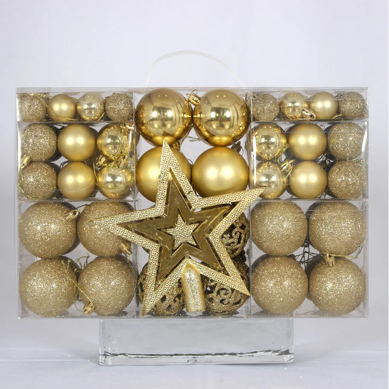 thumbnail image 1 of 101 bolas de adornos navideños para decoraciones navideñas, adornos irrompibles para árboles de Navidad, juego de decoración navideña de 60 mm, color rojo, 1 of 5