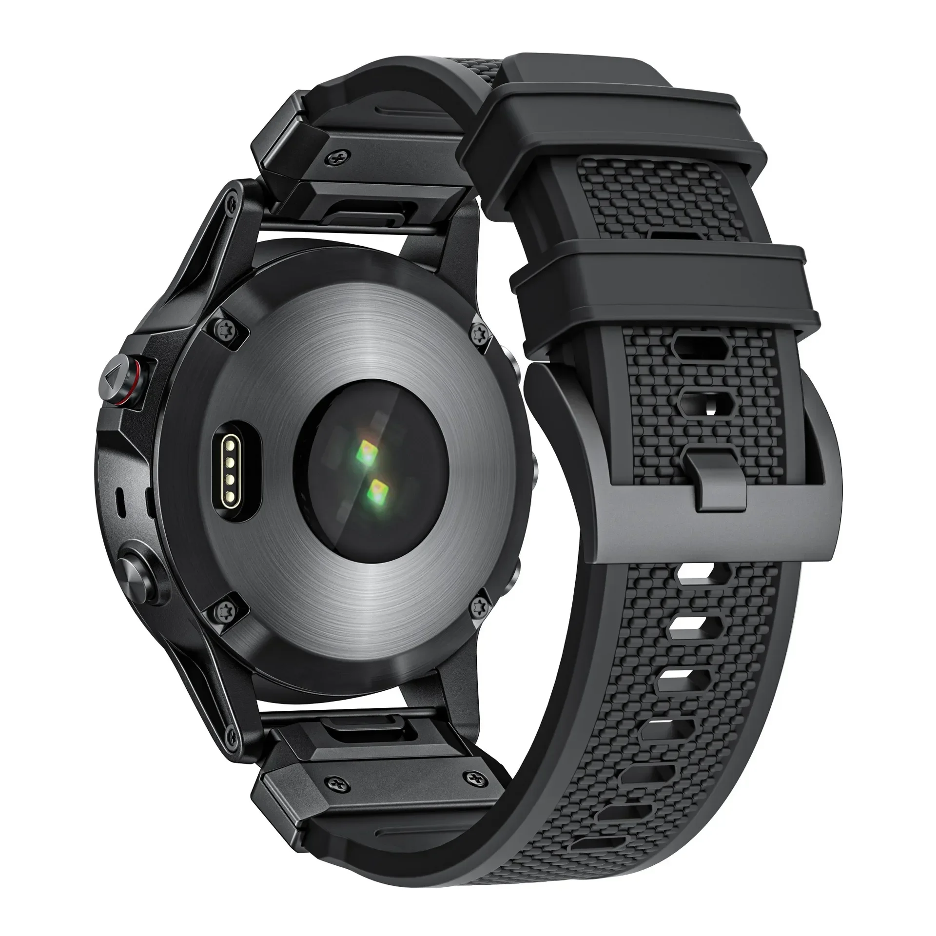 Durable Quick Fit Rubber & Metal Strap - Comfortable Band for Large Smartwatches