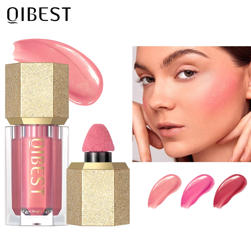 Qibest Liquid Blush Matte Velve Natural Smooth Cheek Blusher Makeup Rouge Pigmented Face Blusher Creamy Lasting Make Up Tools
