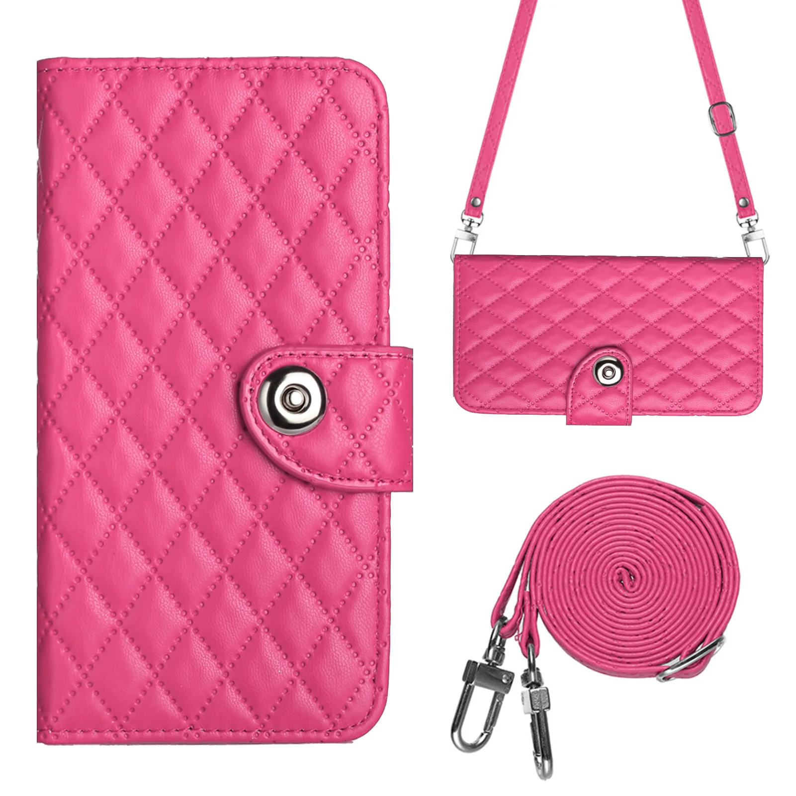 Crossbody Leather Wallet Case with Handy Strap and Multi-Card Slots