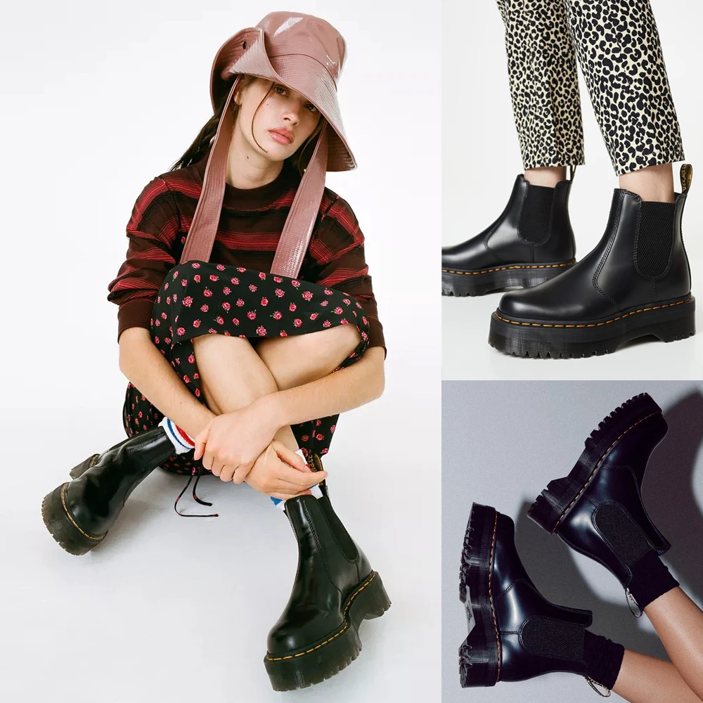 tensión Socialismo Chicle Martens Botas CHELSEA con plataforma Lisa pulida para mujer, Botines de  cuero punk, informales, a la moda, 2976| | - AliExpress