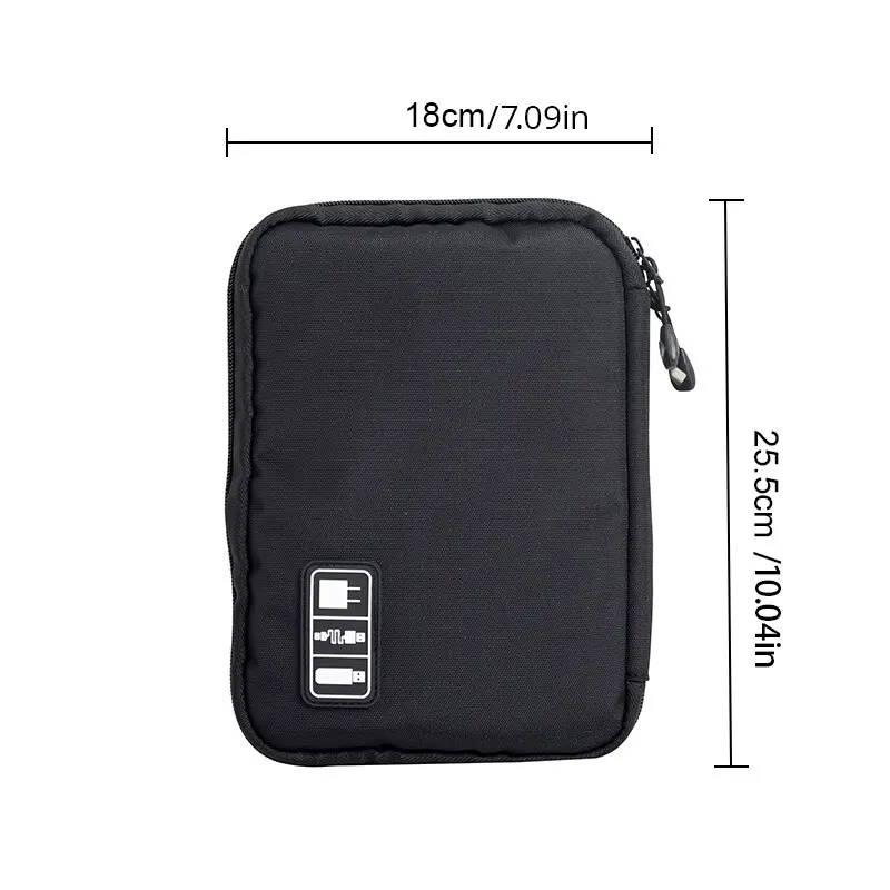 1pc Black Green Storage Bag Electronic Accessory Organizer Portable Usb Data Cable Charger Plug Travel Waterproof Organizer - 6