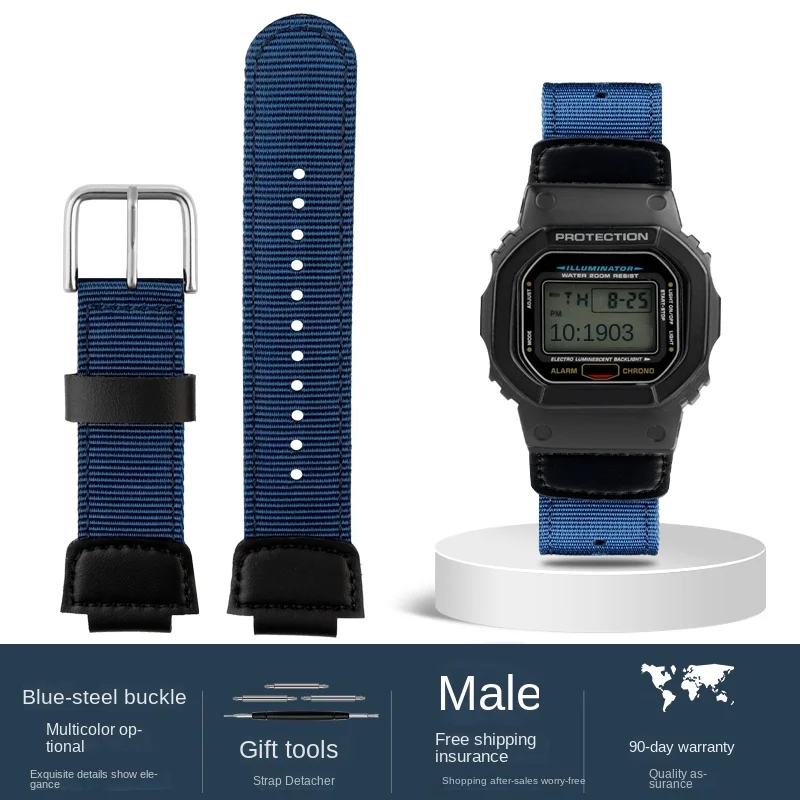 Pulseira de nylon com laço de viagem de 16mm para relógio casio G-SHOCK